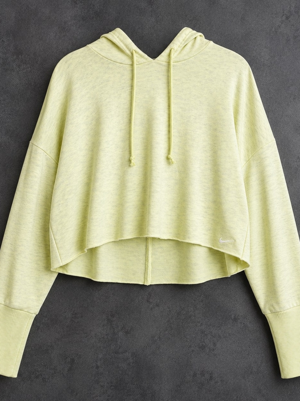 Nike Dri-Fit Women's M Cropped Hoodie Yellow Green Button Cuff Sweatshirt